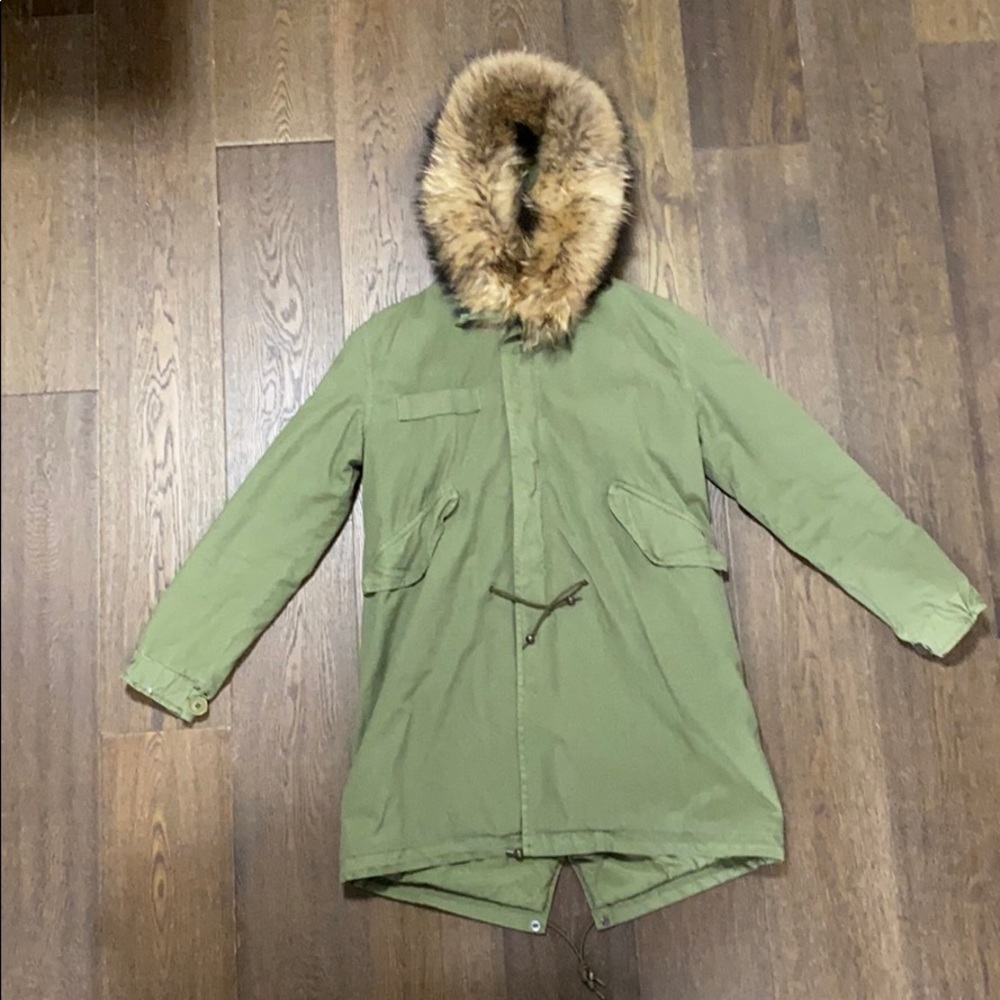MR & MRS ITALY Fur Trim Parka Coat